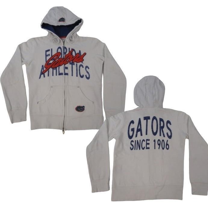 Florida Gators Womens Size S Small Distressed White Full-Zip Jacket Hoodie Image 1