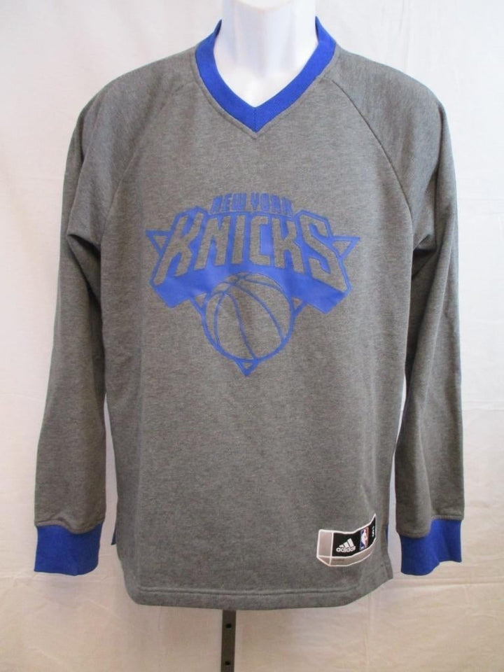 York Knicks Mens Adidas Size Small (S) Grey/Blue Vneck Sweatshirt Image 1