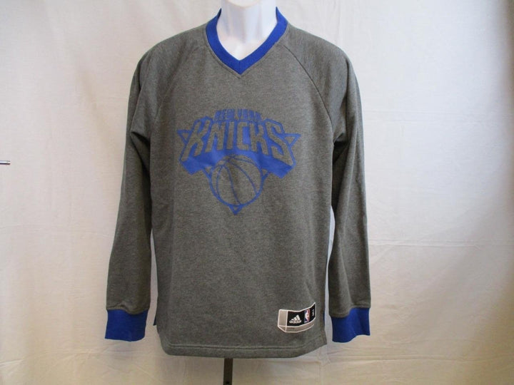 York Knicks Mens Adidas Size Small (S) Grey/Blue Vneck Sweatshirt Image 2