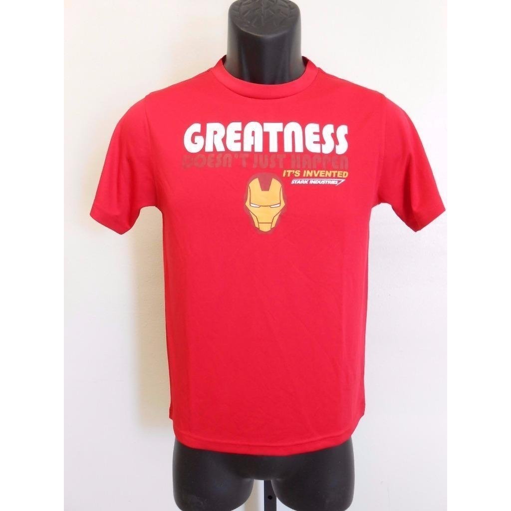 IRONMAN "GREATEST DOESNT JUST HAPPEN" YOUTH SIZE M MEDIUM SHIRT MARVEL 70KJ Image 1