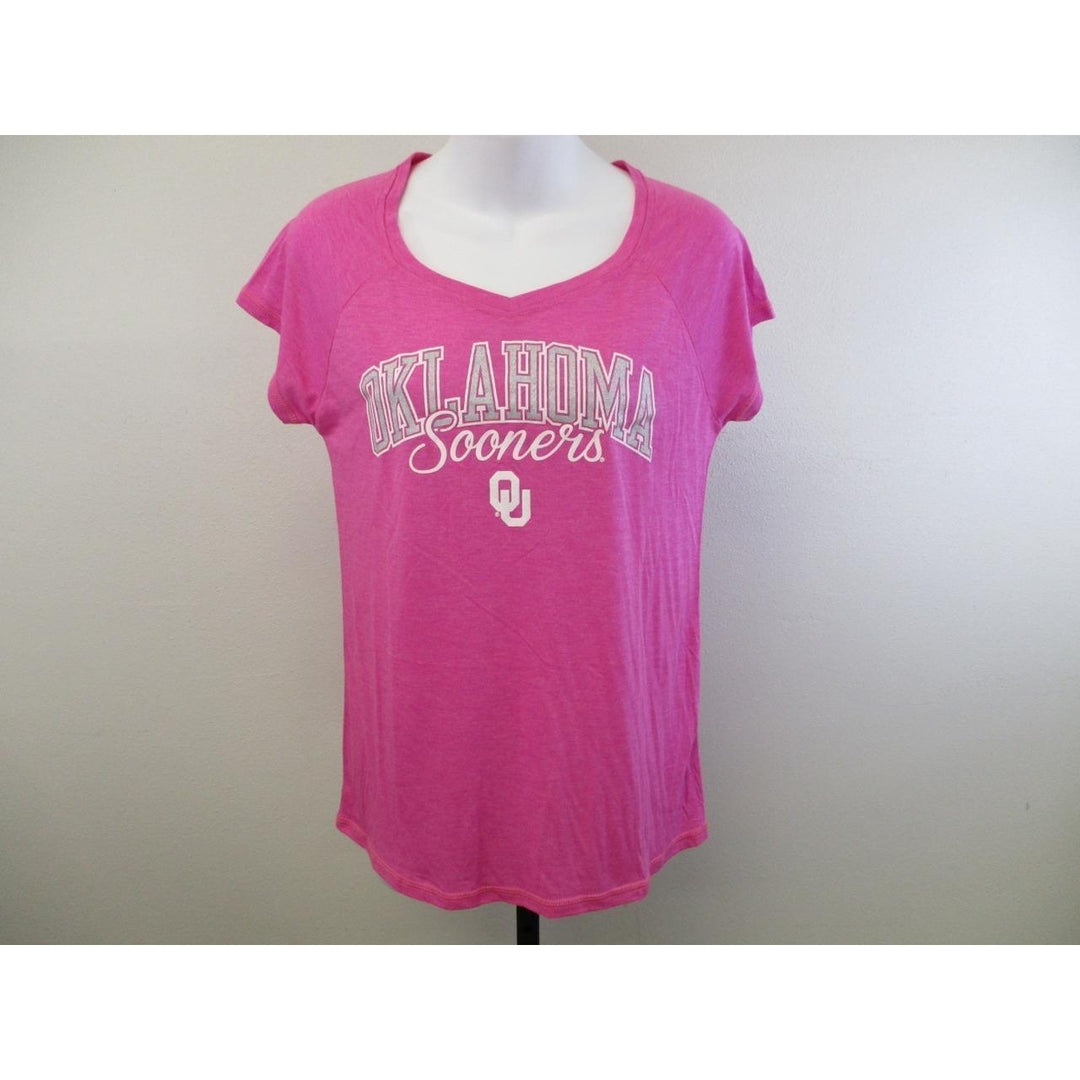 Oklahoma Sooners Adult Womens Size M Medium Pink Shirt Image 2