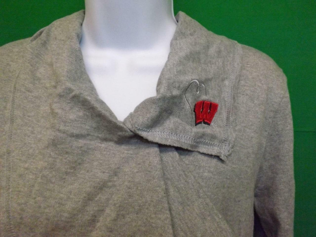 Wisconsin Badgers Womens Size L Large Gray Zip Up Jacket Meesh and Mia 85 Image 2