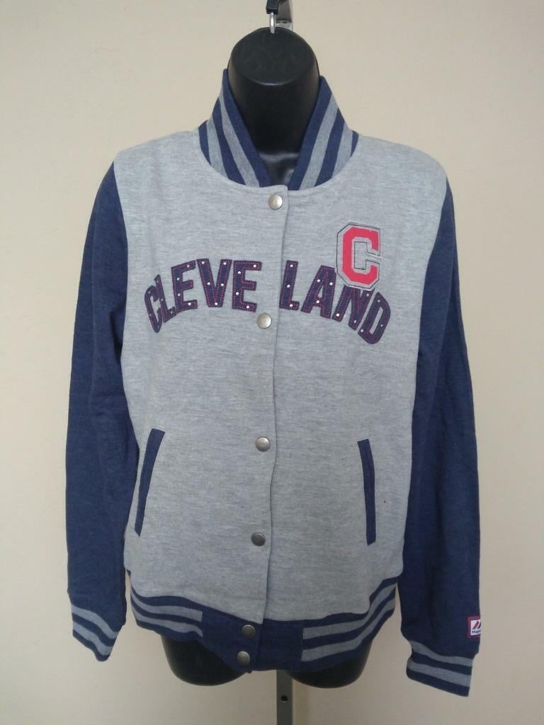 -Minor Flaw Cleveland Indians Womens Size M Medium Gray Snap Jacket Image 1