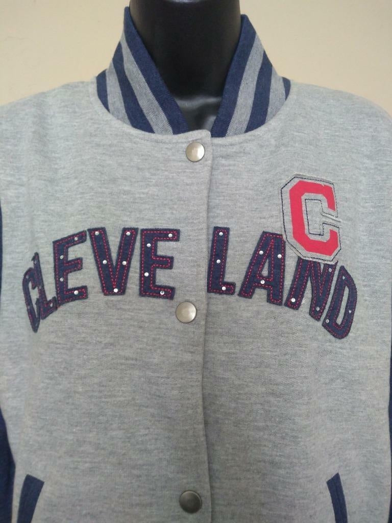 -Minor Flaw Cleveland Indians Womens Size M Medium Gray Snap Jacket Image 2