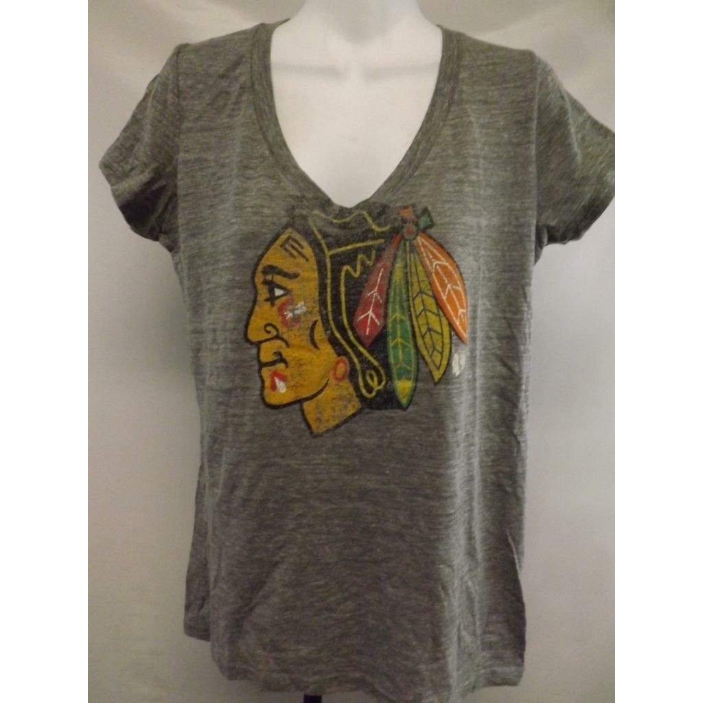 Chicago Blackhawks Womens Sizes S Small Gray Touch by Alyssa Milano Shirt Image 1