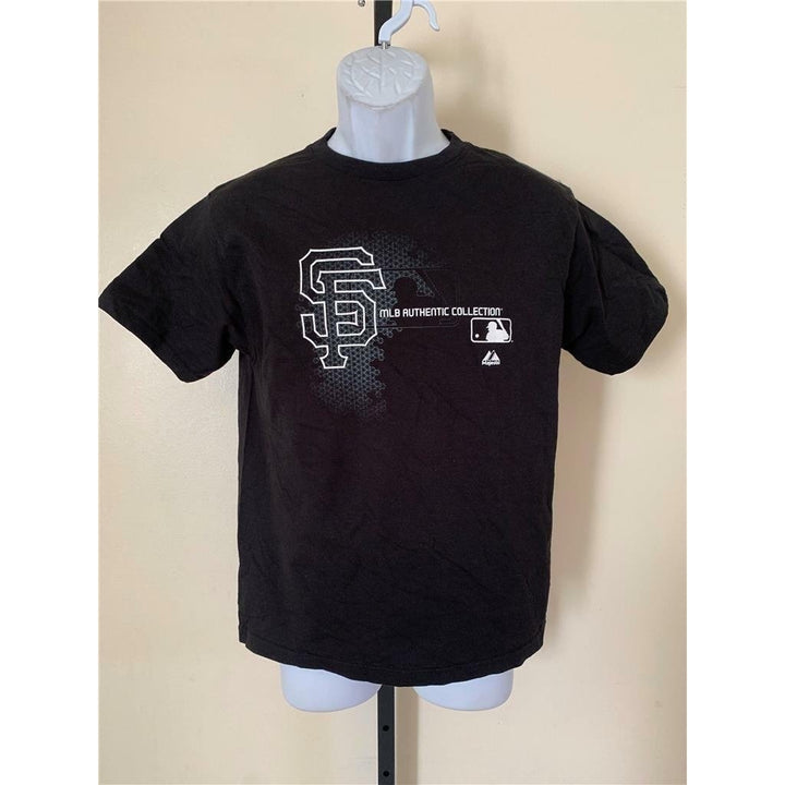 San Francisco Giants Youth Size L Large Black Majestic Shirt Image 1