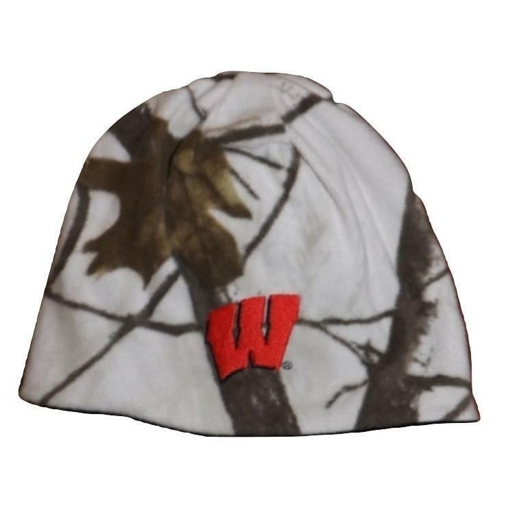 Wisconsin Badgers Youth OSFA White Camo Beanie Hat 14 Image 1