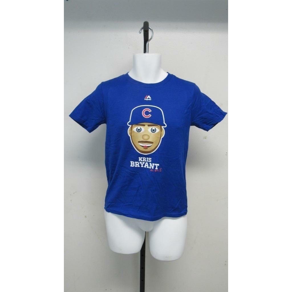 Chicago Cubs 17 Kris Bryant Youth Size M (10/12) Blue Majestic Shirt Image 1