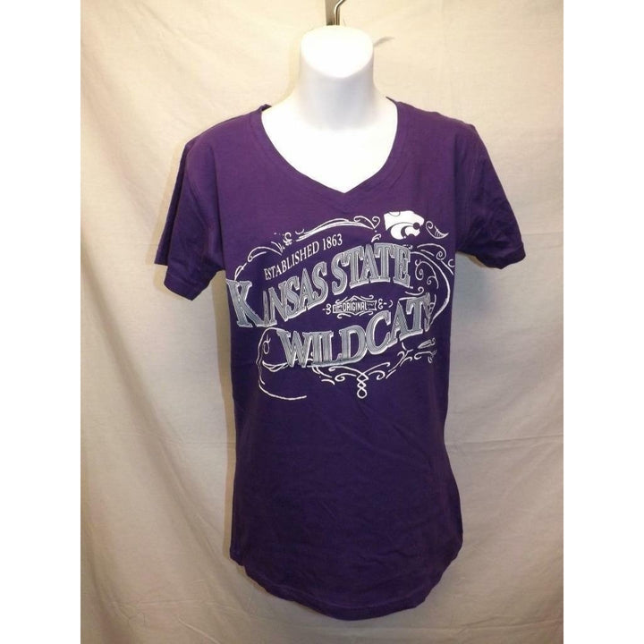 Kansas State Wildcats est.1863 Womens Size M Medium Purple V-Neck Shirt Image 1