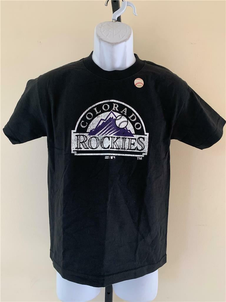 Colorado Rockies Youth Size M Medium Black Genuine Stuff Shirt Image 1