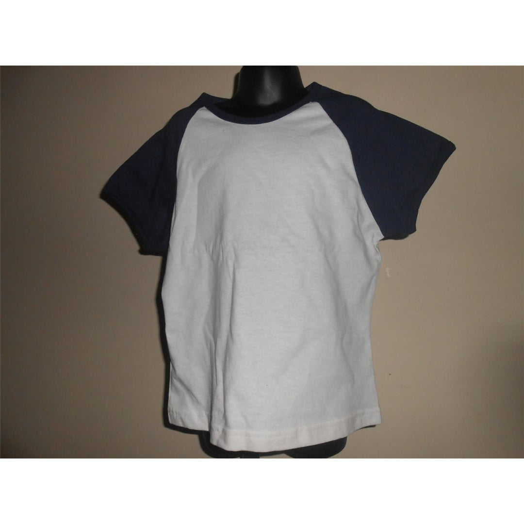 YOUTH Size Large (14) White Shirt with Blue Sleeves 21GT Image 1