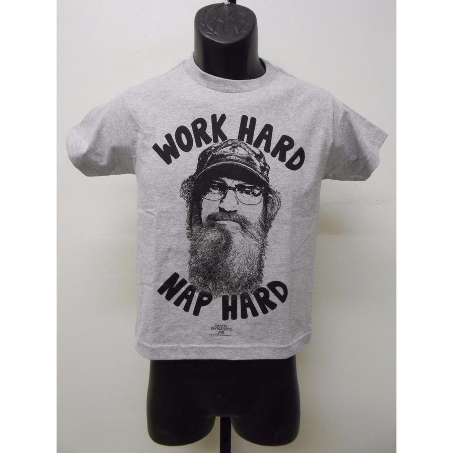 DUCK DYNASTY "WORK HARD NAP HARD" YOUTH M MEDIUM SIZE 10 T-SHIRT Image 1