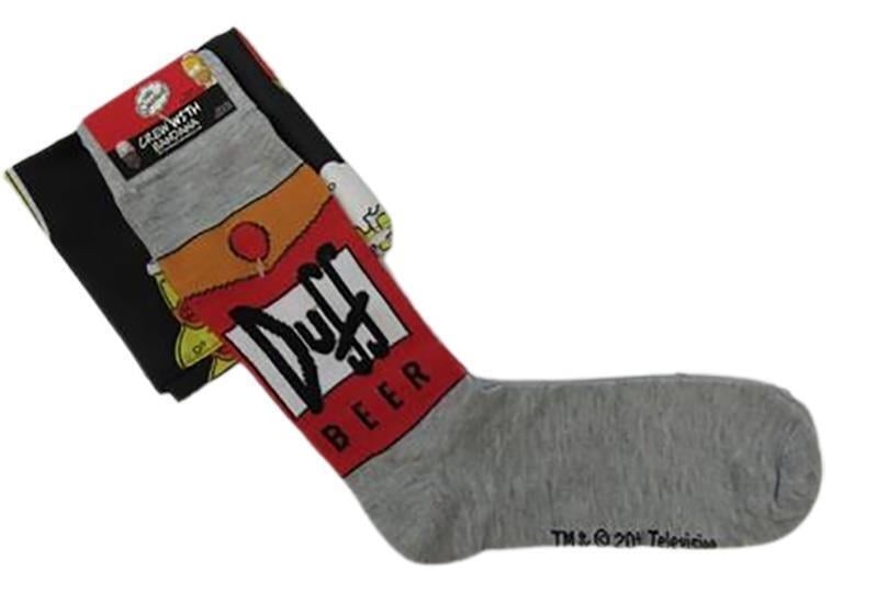 The Simpson Duff Beer Mens Sizes 6-12 OSFA Gray Crew Socks and Bandana Image 1