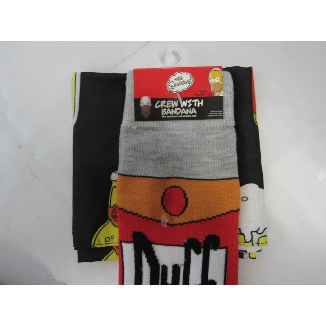 The Simpson Duff Beer Mens Sizes 6-12 OSFA Gray Crew Socks and Bandana Image 4