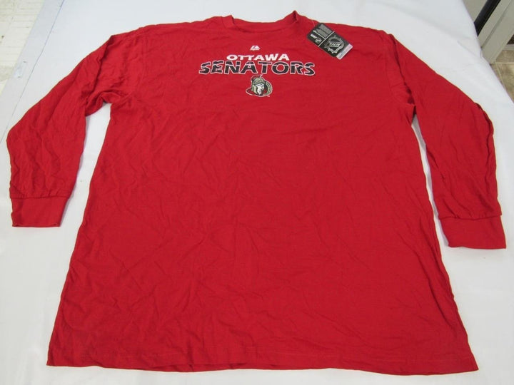 Ottawa Senators Mens Size 3XL 3XLarge Majestic Red Long Sleeve Shirt Image 1