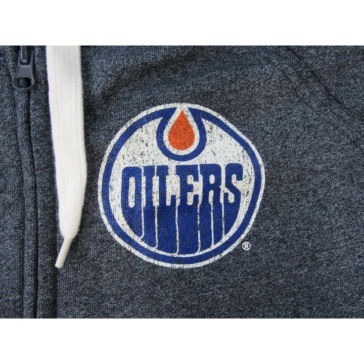 Edmonton Oilers Mens Size L Large Blue Gray Full Zip Jacket with Hood Image 3