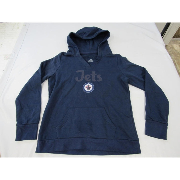 Winnipeg Jets 1 Mom Womens Size L Large Navy Blue V-Neck Hoodie Image 1