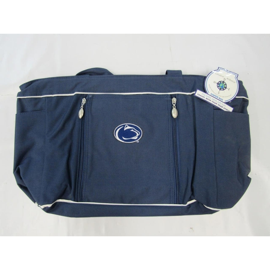 Penn State Nittany Lions Football Theme Navy Blue Diaper Bag Image 1