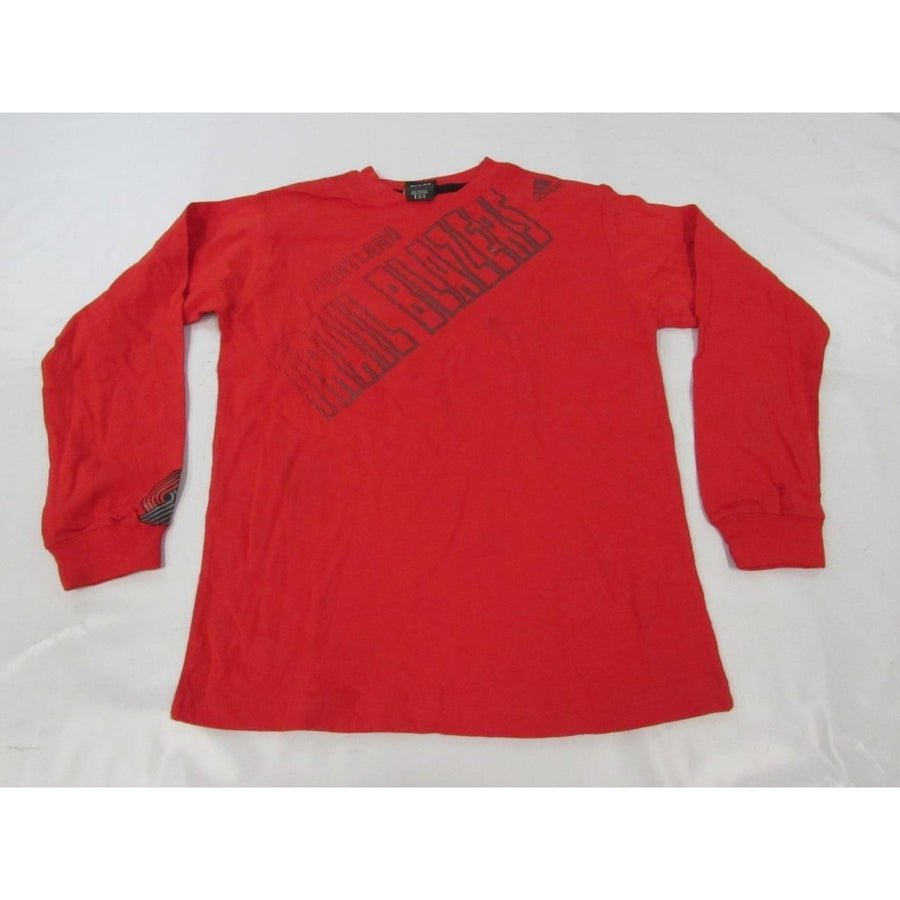 Portland Trailblazers Youth Size 10/12 Red Adidas Long Sleeve Shirt Image 1