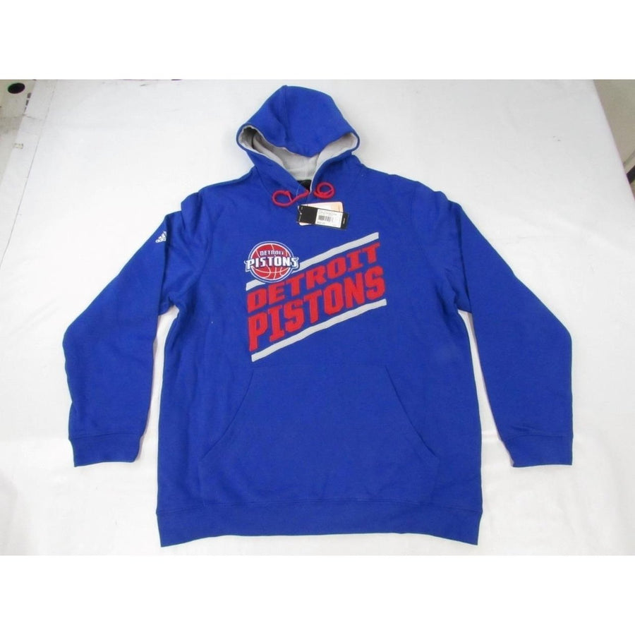 Detroit Pistons Mens Size L Large Blue Adidas Hoodie 55 Image 1