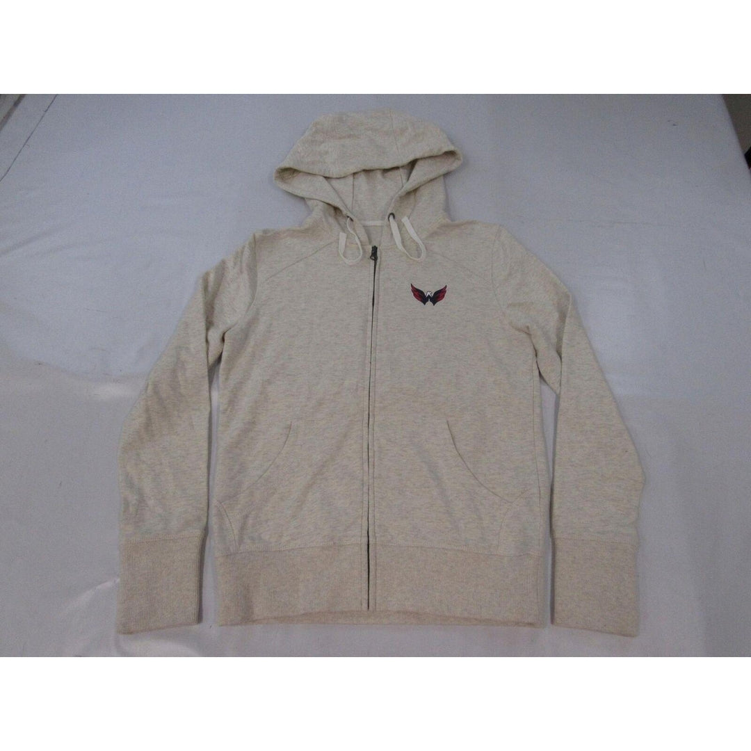 Washington Capitals Womens Size S Heather Cream Full-Zip Jacket Hoodie Image 1