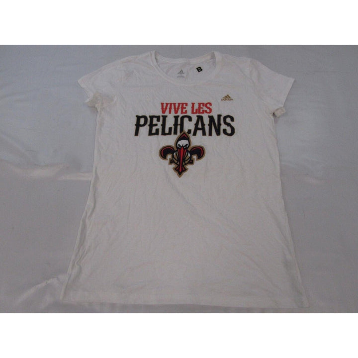 Orleans Pelicans "Vive Les Pelicans" Womens Size 2XL White Adidas Shirt Image 1