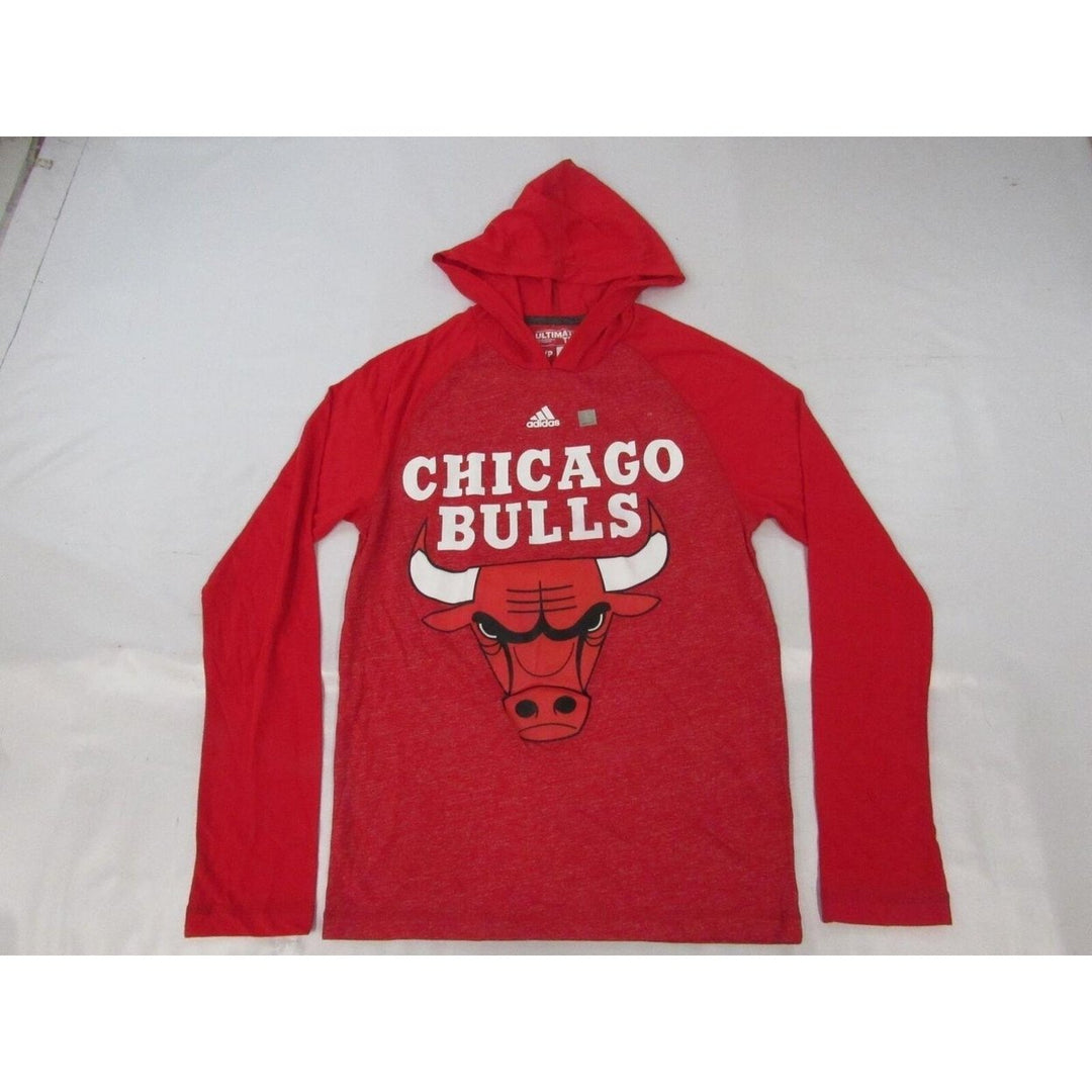 Chicago Bulls Mens Size S Small Adidas Climalite Red Light Hoodie Image 4