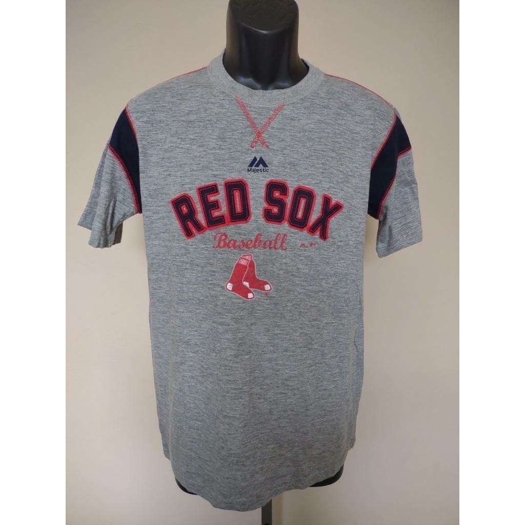 Boston Red Sox Youth Size L Large 14/16 Gray Majestic Shirt Image 1