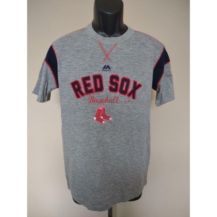 Boston Red Sox Youth Size L Large 14/16 Gray Majestic Shirt Image 1