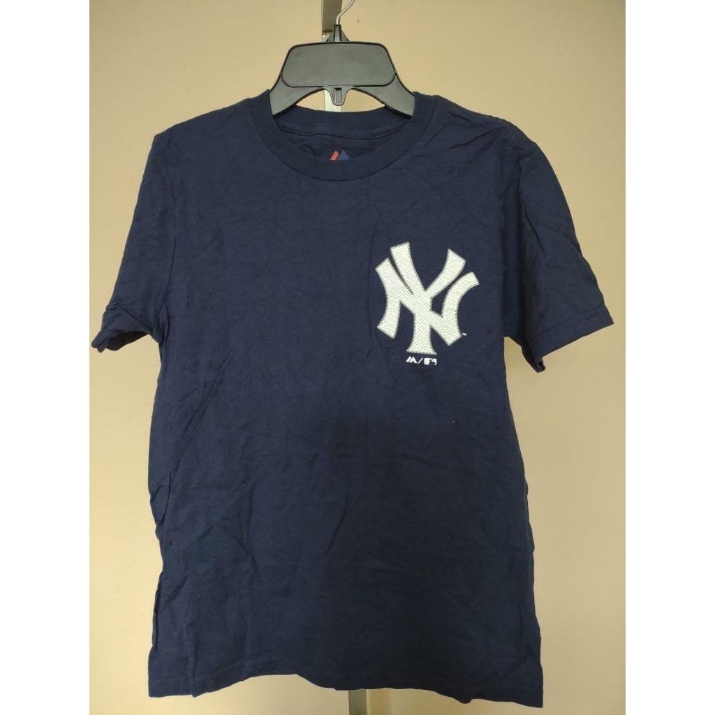 -Minor Flaw York Yankees Youth Size M Medium 10/12 Blue Majestic Shirt Image 1