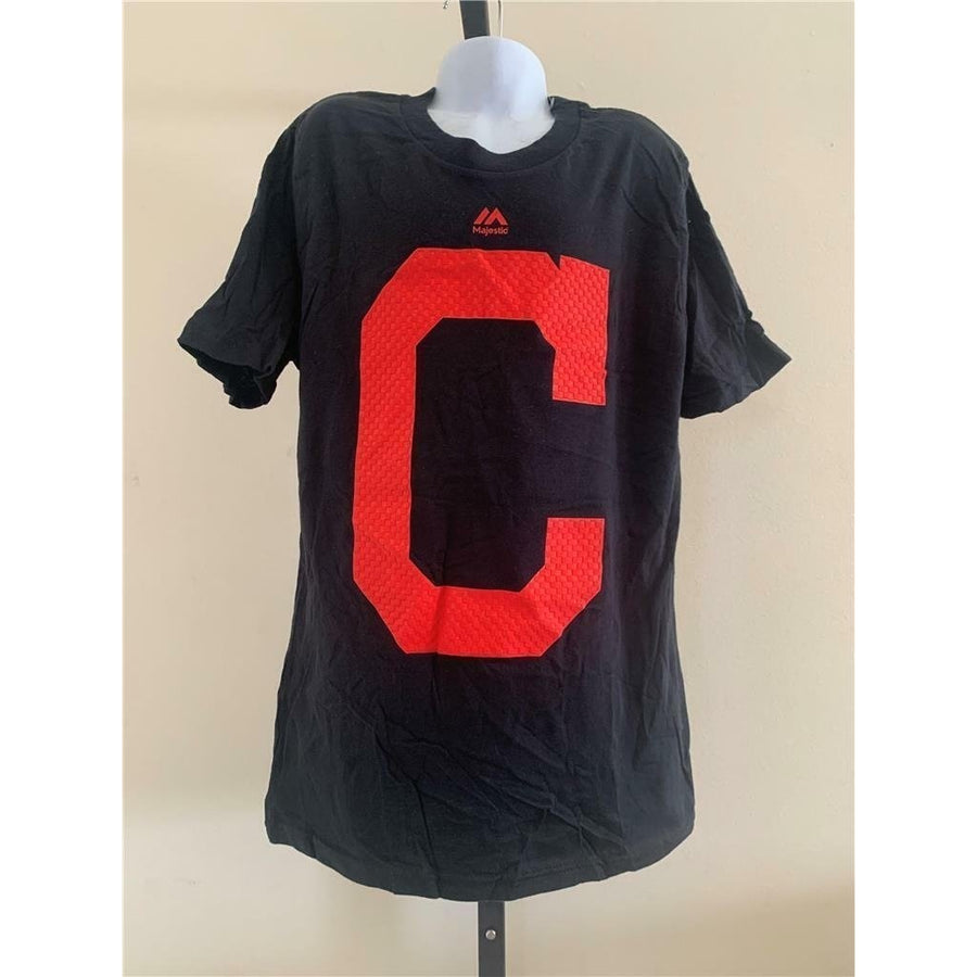 Cleveland Indians 33 Nick Swisher Youth Size M Black Majestic Shirt Image 1