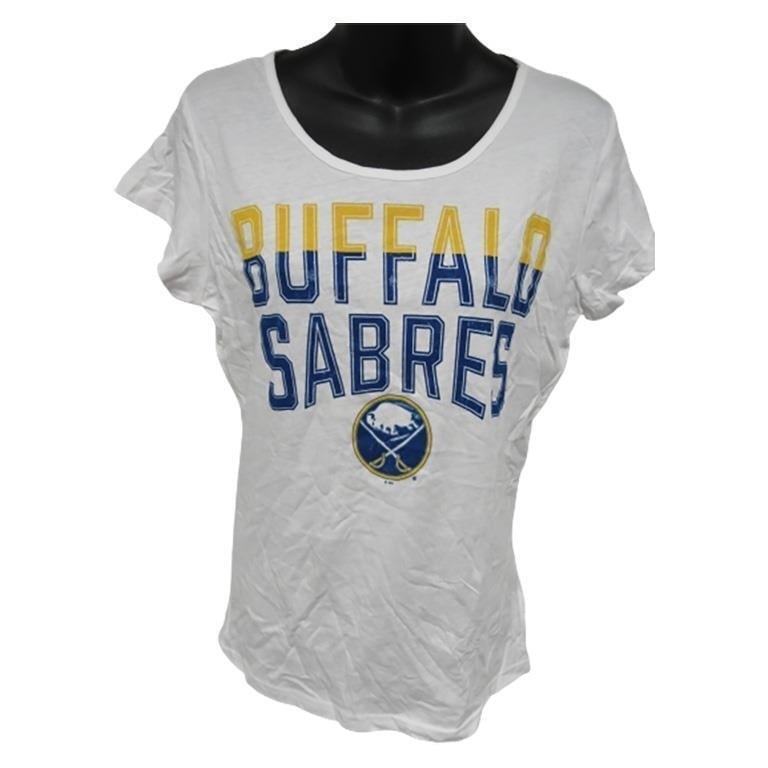 Buffalo Sabres Womens Size M Medium White Scoop Neck Shirt Image 1