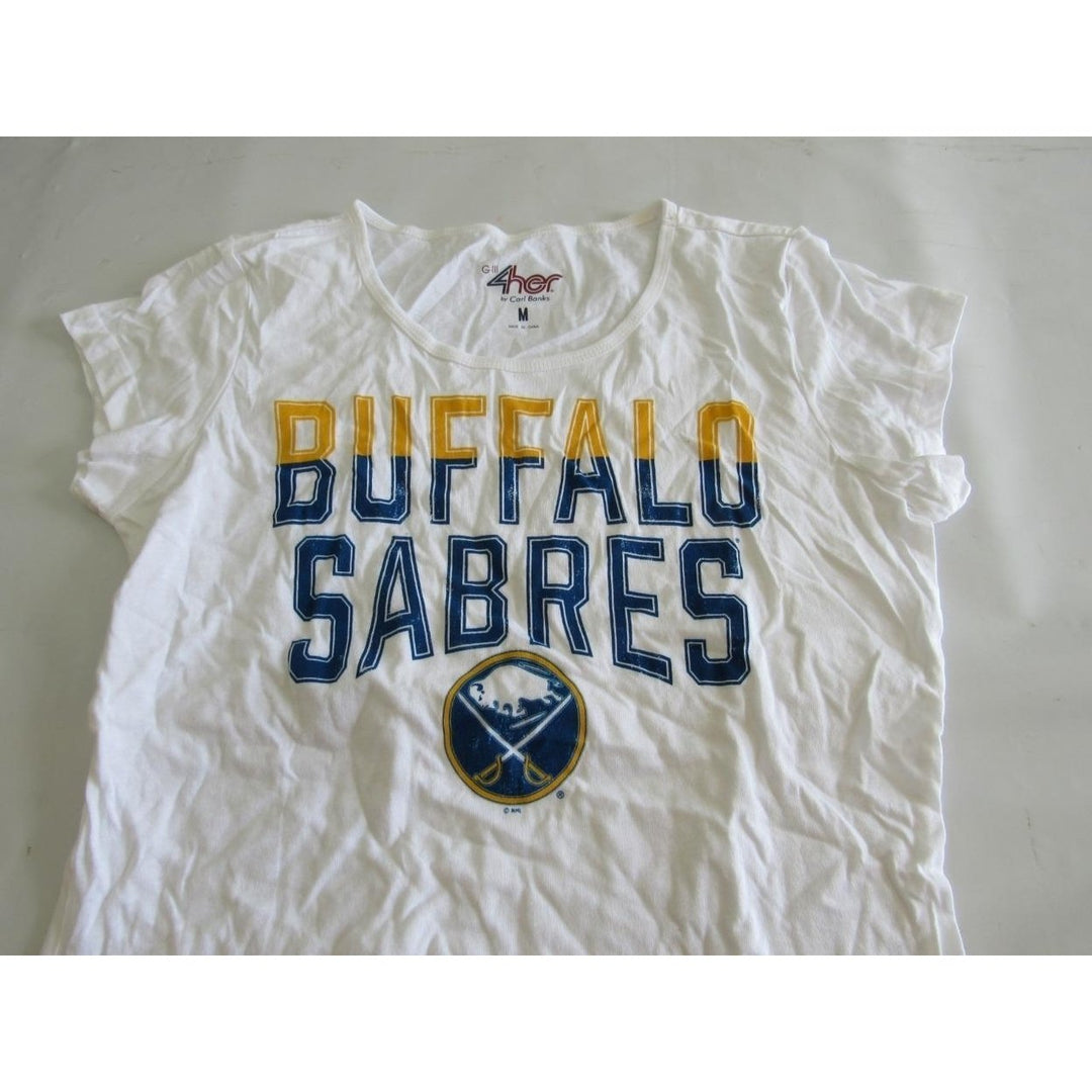 Buffalo Sabres Womens Size M Medium White Scoop Neck Shirt Image 3