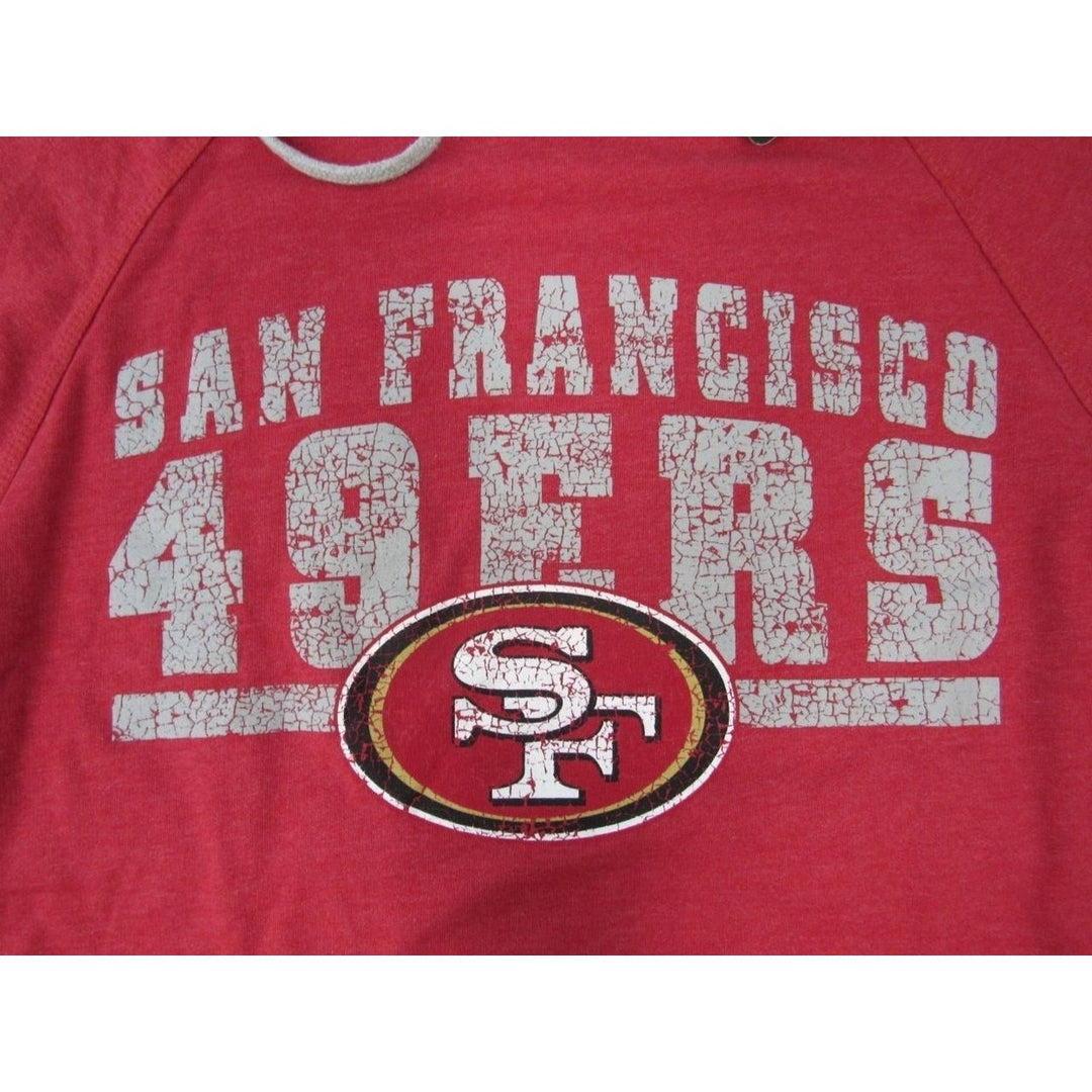 San Francisco 49ers Mens Size S Red Gray LongSleeve Shirt w/ Hood and Distress Image 3