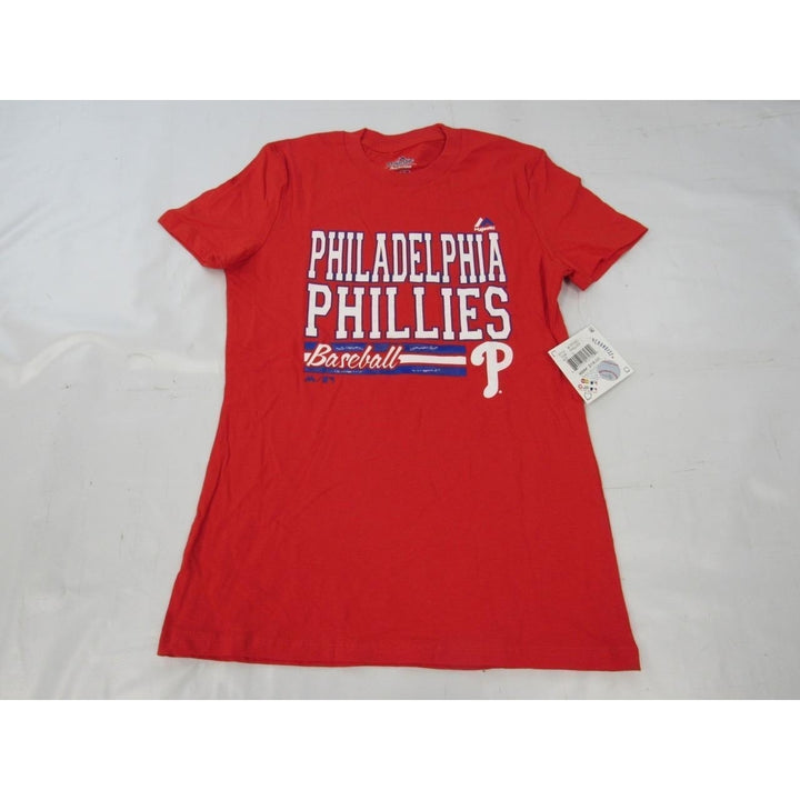 Philadelphia Phillies Youth Girls Size L 14 Majestic Red Shirt 18 Image 1