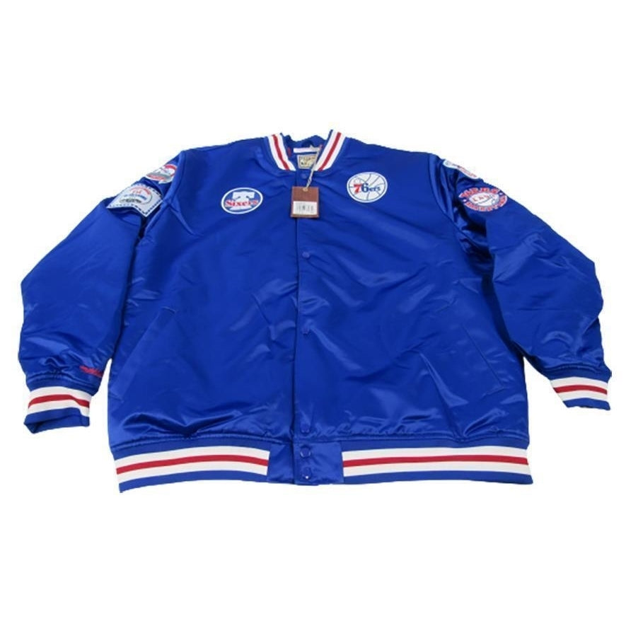 Philadelphia 76ers Mens 4XL Mitchell and Ness Heavy Satin Snap Jacket 175 Image 1