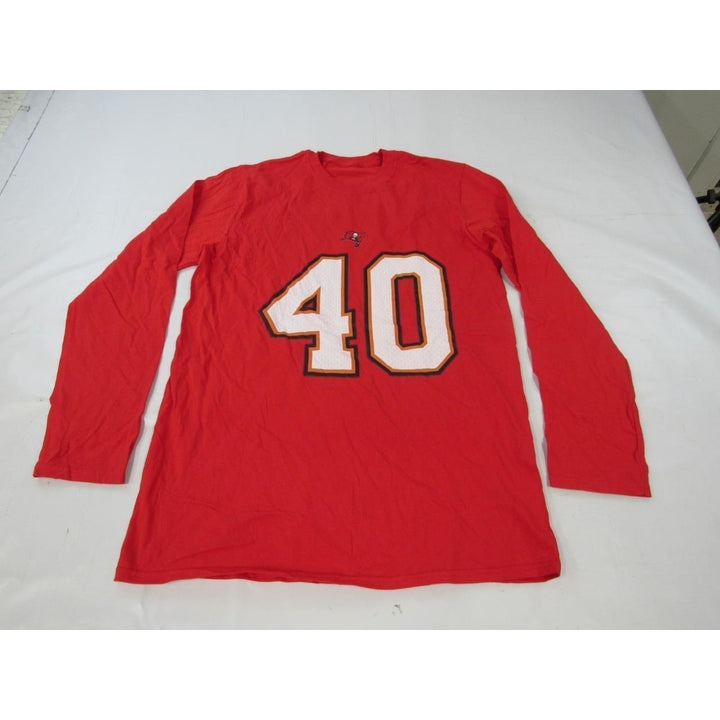 Tampa Bay Buccaneers 40 Mike Alstott Mens Size M Red Long Sleeved Shirt Image 1