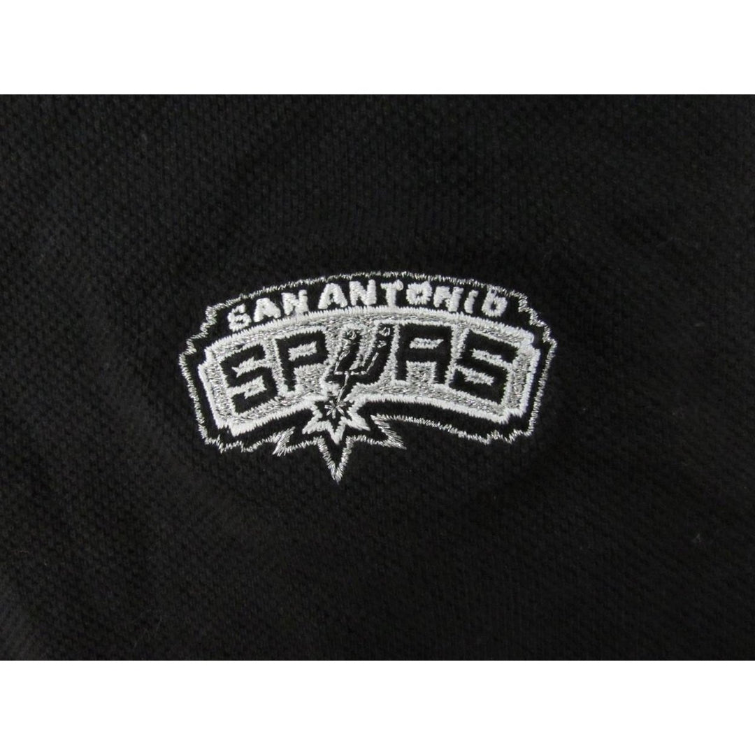 San Antonio Spurs Mens Size M Medium Black Adidas Polo Shirt Image 3