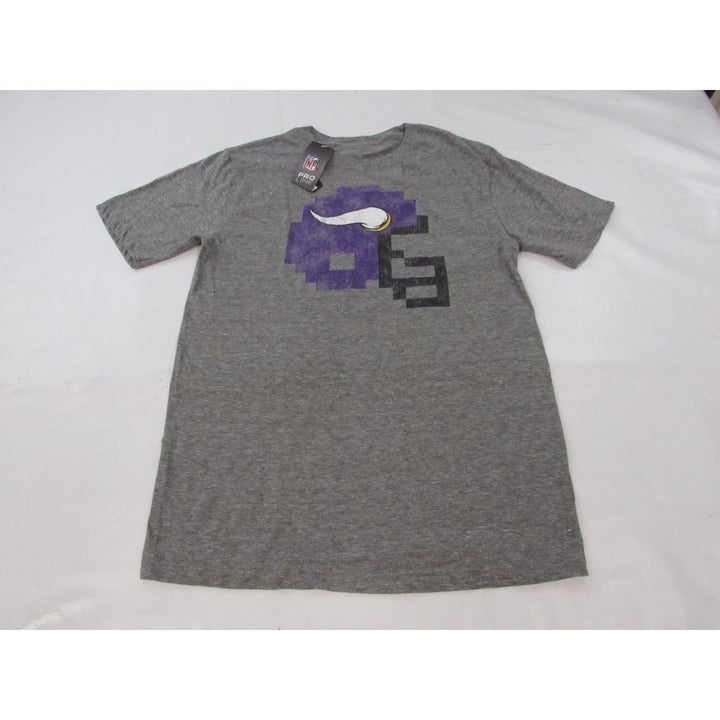 Minnesota Vikings Mens Size S Heather Gray Shirt w/ Distressed Print Image 1