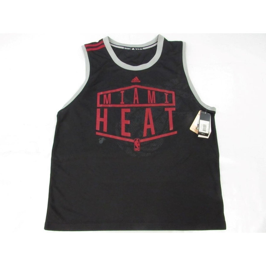 Miami Heat Mens Size 2XL 2XLarge Black Adidas Climalite Tank Shirt Image 1