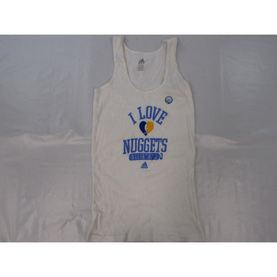 Denver Nuggets "I Love Nuggets" Mens Size M Medium White Adidas Tank Top Image 1