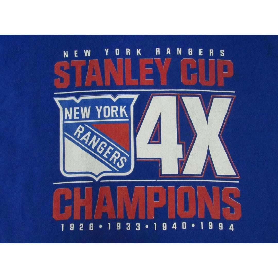 York Rangers Stanley Cup Mens Size 4XL 4XLarge Blue Hoodie Image 4