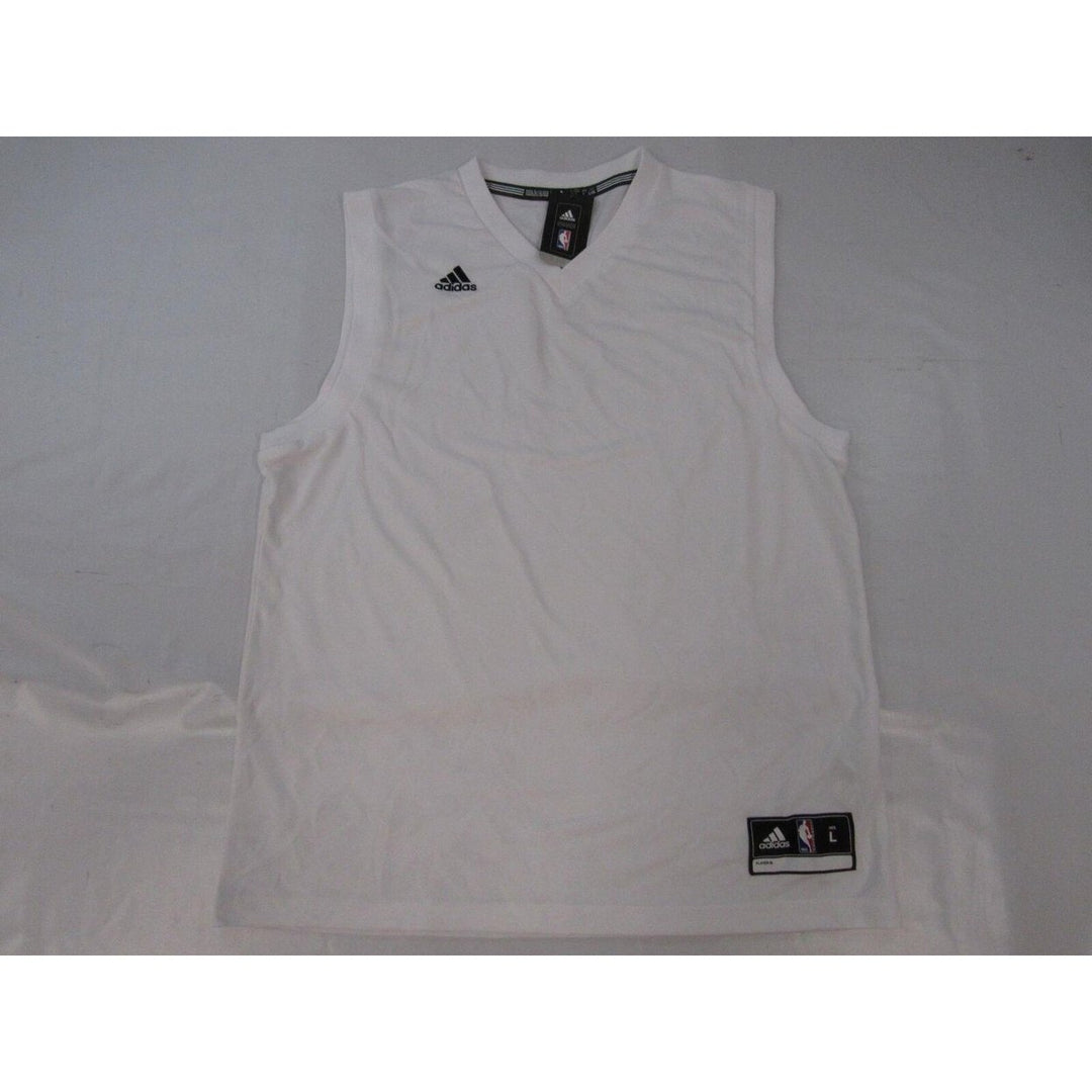 Mens Size L Large Adidas NBA White Blank Jersey Image 6