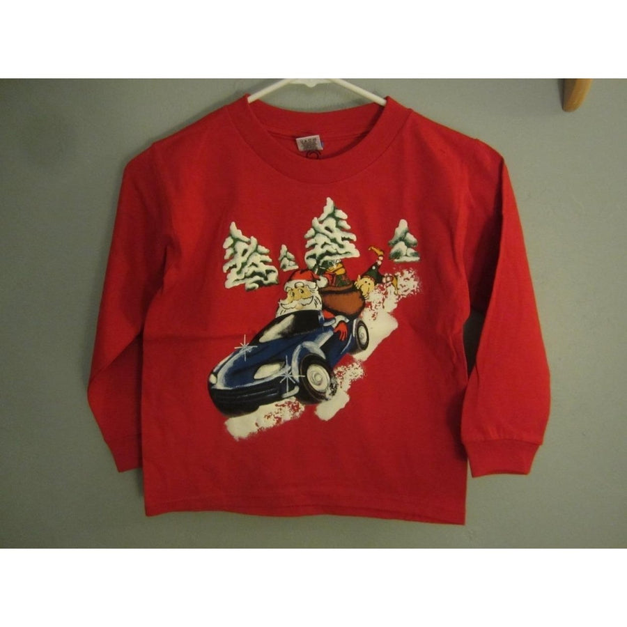 SANTA CLAUS GRAPHIC TEE KIDS SIZE S SMALL 4/5 68YD Image 1