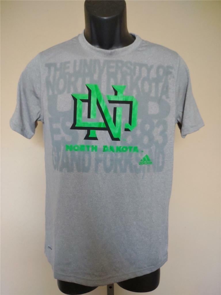 North Dakota Fighting Hawks Youth Size L 14/16 Gray Adidas Climalite Shirt Image 1