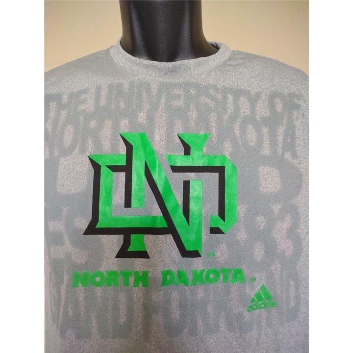 North Dakota Fighting Hawks Youth Size L 14/16 Gray Adidas Climalite Shirt Image 2