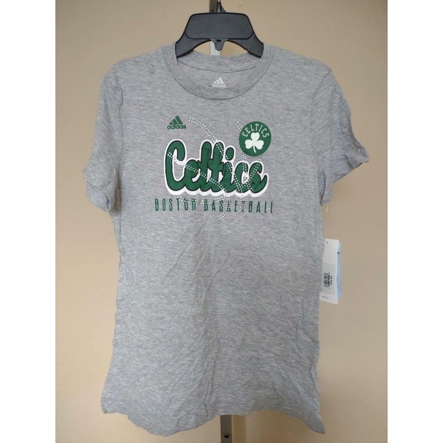 -Minor Flaw Boston Celtics Youth Girls Size L 14 Gray Adidas Shirt MSRP 25 Image 1