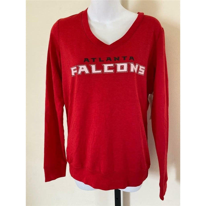 Atlanta Falcons Womens Size M Medium Red Long Sleeve Shirt Image 1