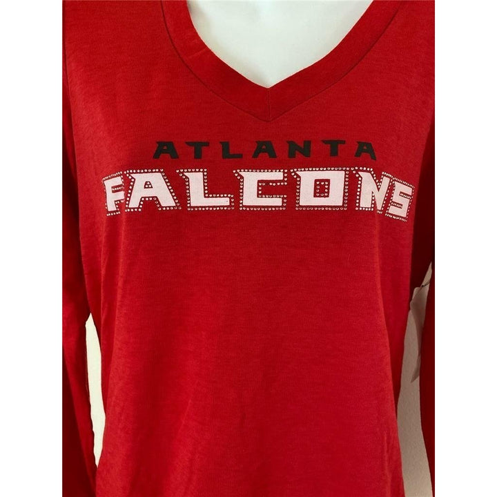 Atlanta Falcons Womens Size M Medium Red Long Sleeve Shirt Image 3