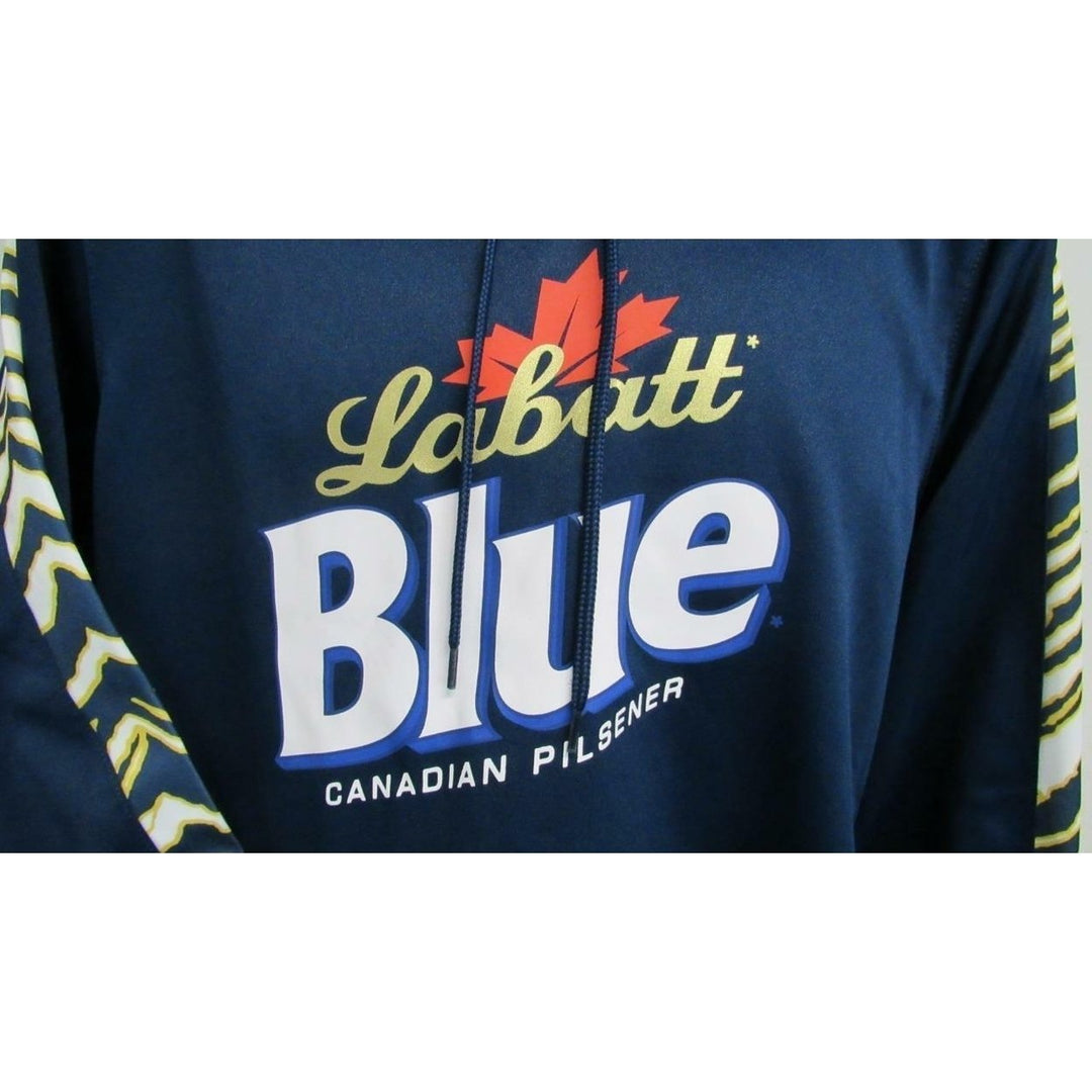 Mens Size M Medium Navy Blue Zubaz Labatt Blue Beer Performance Hoodie Image 3